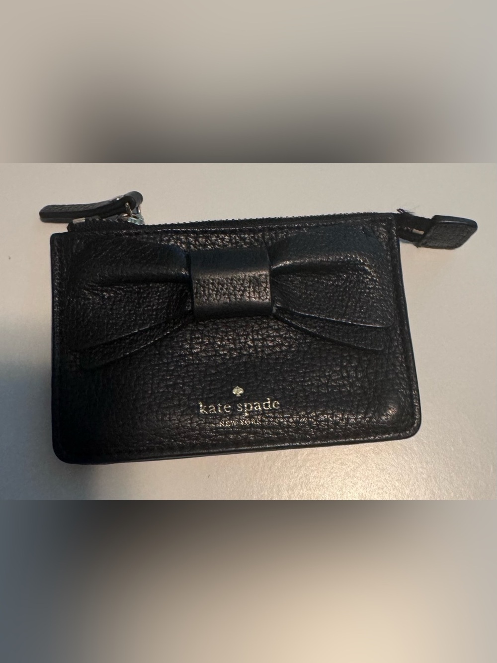 kate spade Black Leather Bow Card Holder Wallet